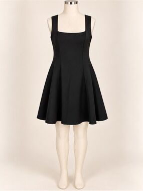 Black Square Neck Sleeveless Fit & Flare Mini Dress Medium